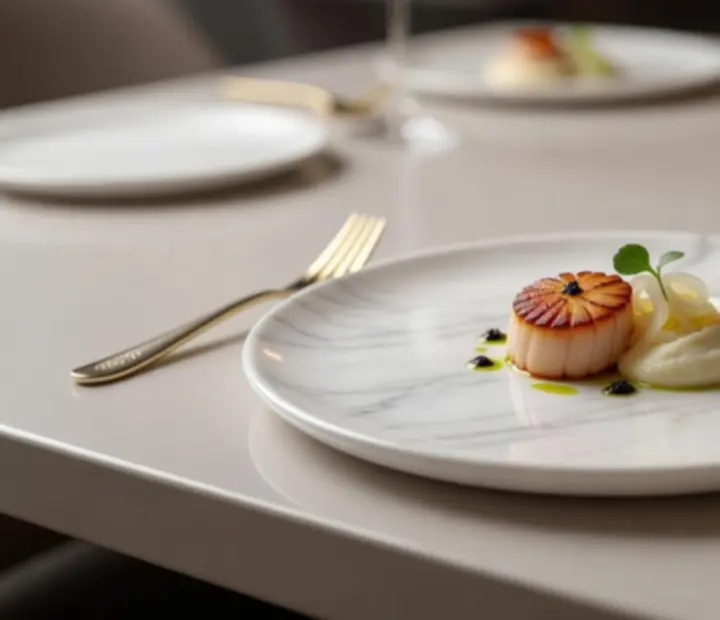Séf signature fine dining fogása elegáns tálalásban