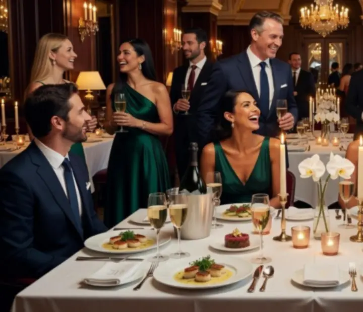 Elegáns esemény hangulatos megvilágítással és fine dining terítéssel